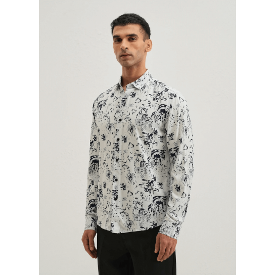 Pearl White Abstract Printed Shirt Pearl White Abstract Printed Shirt