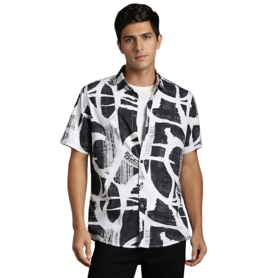 Modern Brushstroke Print Short-Sleeve Shirt Modern Brushstroke Print Short-Sleeve Shirt