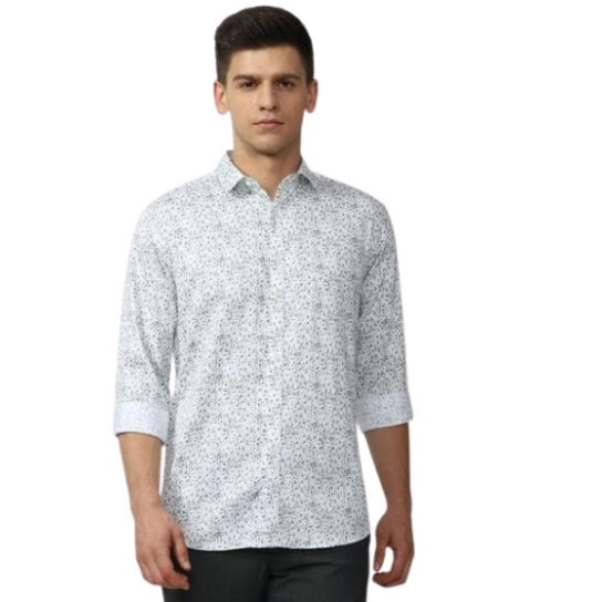 Subtle Speckle Print White Shirt