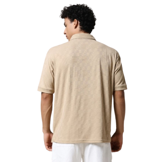 Beige Textured Polo T-Shirt Beige Textured Polo T-Shirt