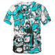Drip Cartoon Chaos Graphic T-Shirt – White & Cyan