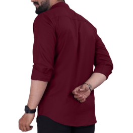 Men’s Maroon Mandarin Collar Casual Shirt