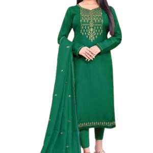 Women’s Green Salwar Suit with Embroidered Yoke