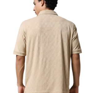 Beige Textured Polo T-Shirt