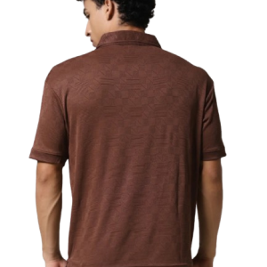 Brown Textured Polo T-Shirt