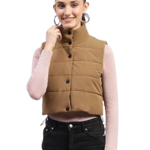 Chic Tan Quilted Sleeveless Jacket