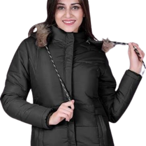 Classic Black Insulated Winter Parka with Faux Fur Hood
