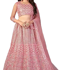 Designer Baby Pink Heavy Embroidered Lehenga Choli with Dupatta