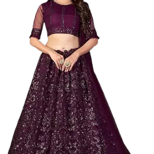 Designer Wine Purple Sequin Embroidered Lehenga Choli with Dupatta