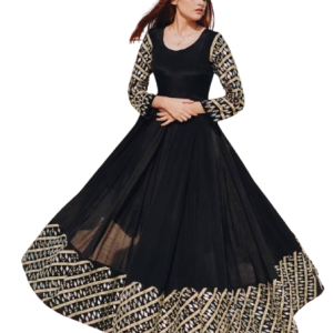 Elegant Black Georgette Anarkali Gown with Sequin Work