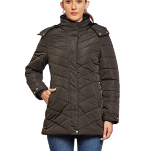 Elegant Longline Chevron Quilted Insulated Parka