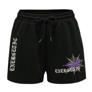 Black “Energetic” Graphic Print Casual Shorts